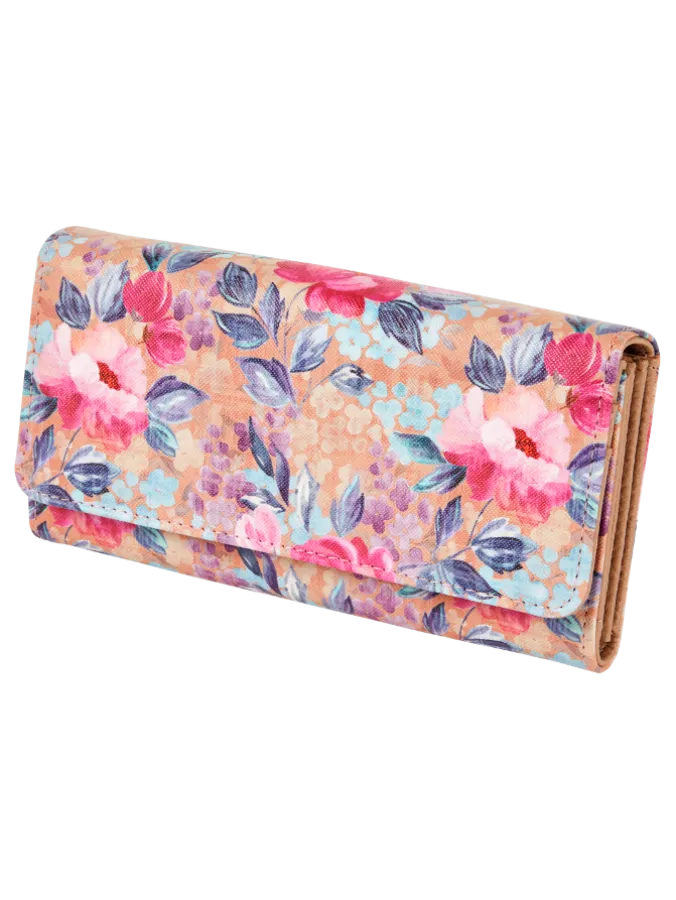 Watercolor Floral RFID-Blocking Clutch Wallet