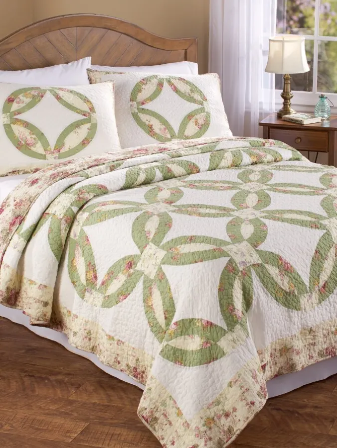Wedding Ring Cotton Quilt or Pillow Sham