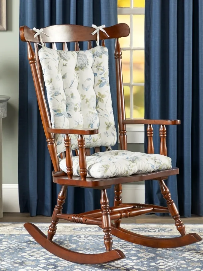 Whispering Hydrangea Never-Flatten Rocker Chair Cushion Set