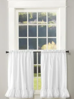 Wide Ruffles Lace Trim Rod Pocket Tiers