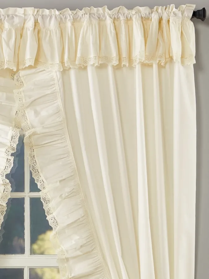 Wide Ruffles Lace Trim Rod Pocket Priscilla Curtains