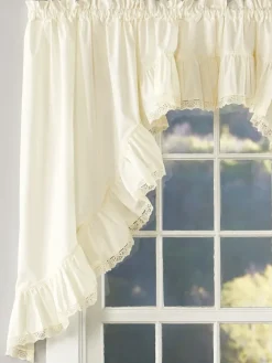 Wide Ruffles Lace Trim Swag Pair
