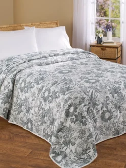 Wildflower Fields Reversible Portuguese Cotton Jacquard Bedspread