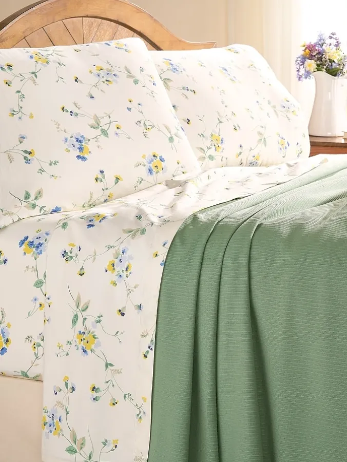 Wildflower Portuguese Cotton Percale Sheet Set