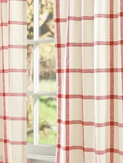 Windowpane Rod Pocket Plaid Print Curtains
