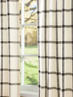 Windowpane Rod Pocket Plaid Print Curtains