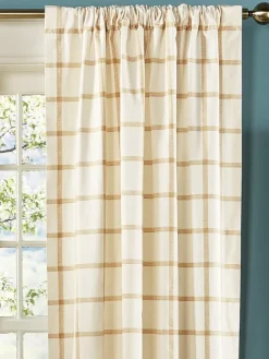 Windowpane Rod Pocket Plaid Print Curtains