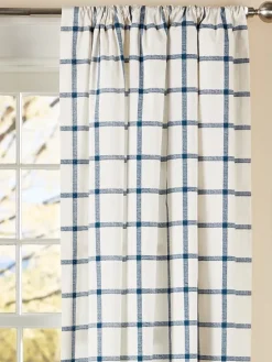 Windowpane Rod Pocket Plaid Print Curtains