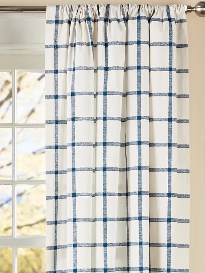 Windowpane Rod Pocket Plaid Print Curtains