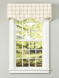 Windowpane Rod Pocket Plaid Print Scalloped Valance
