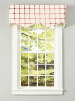 Windowpane Rod Pocket Plaid Print Scalloped Valance