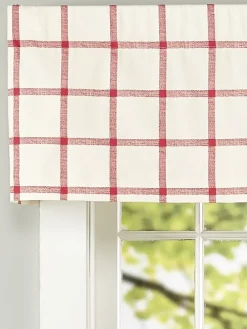 Windowpane Rod Pocket Plaid Print Tailored Valance