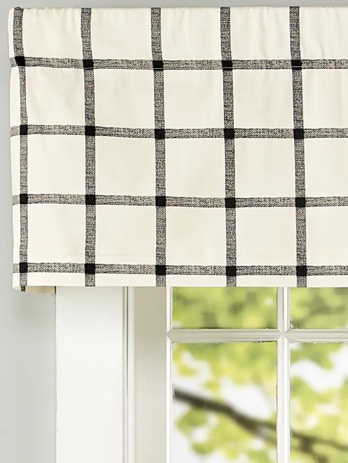 Windowpane Rod Pocket Plaid Print Tailored Valance