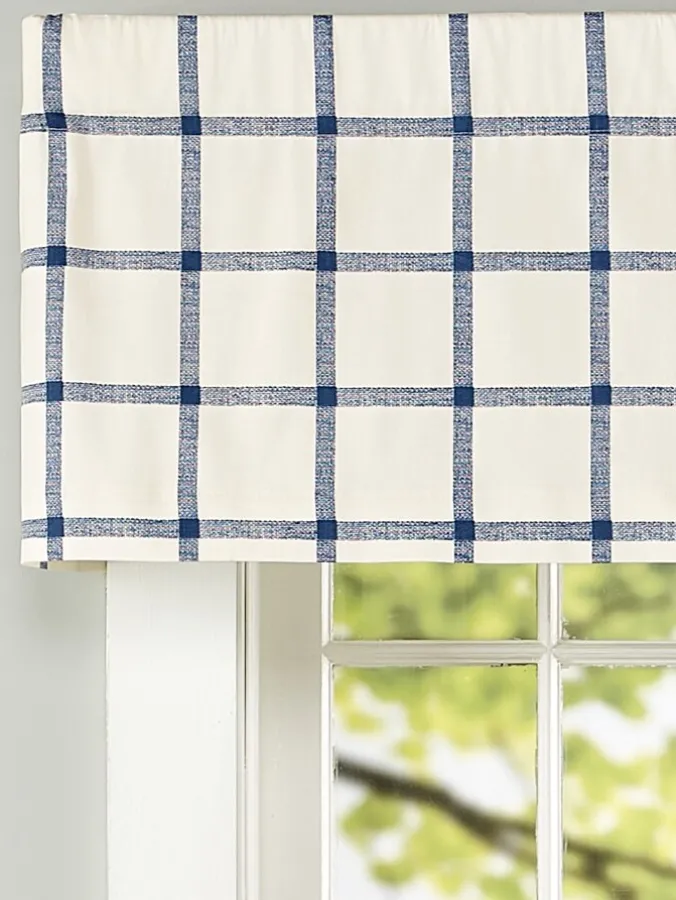 Windowpane Rod Pocket Plaid Print Tailored Valance