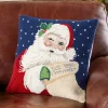 Winking Santa Hooked Wool Pillow