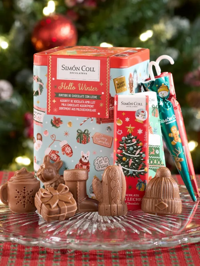 Winter Holiday Fun Milk Chocolate Gift Tin With Assorted 3D Chocolates