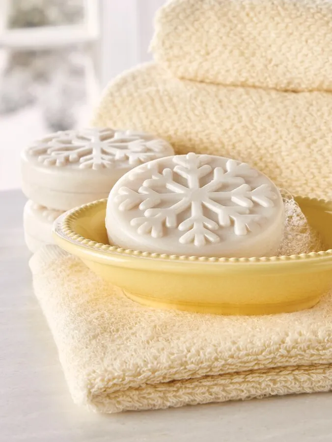 Winter Snowflake Bath and Body Soap Trio Gift Box, 3 Bars
