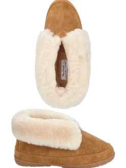 Women's Australian Shearling Cuffed Bootie Slippers