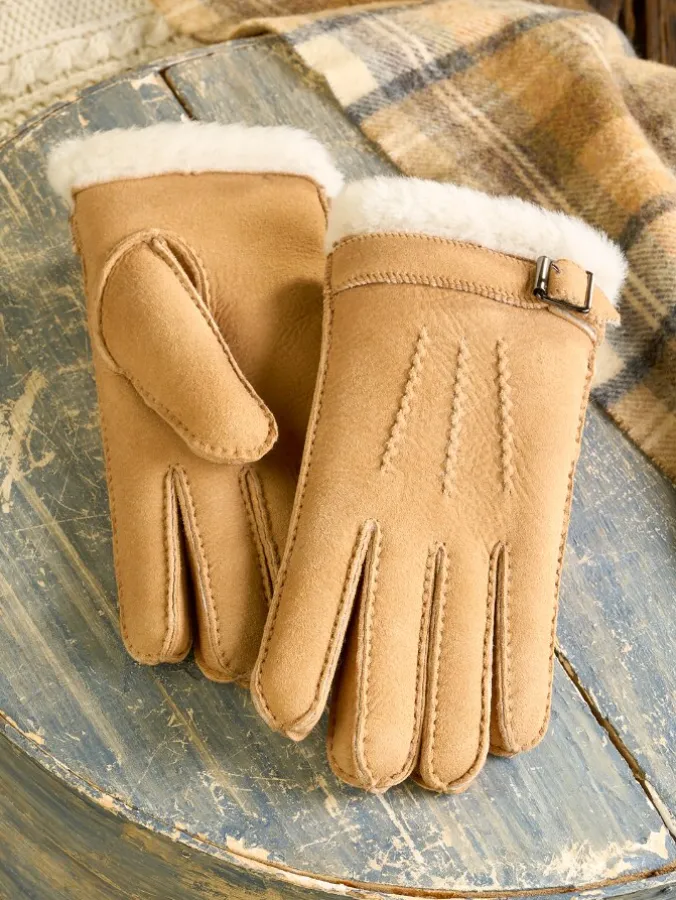 Women's Australian Sheepskin Buckled Gloves