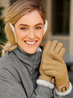 Women's Australian Sheepskin Buckled Gloves