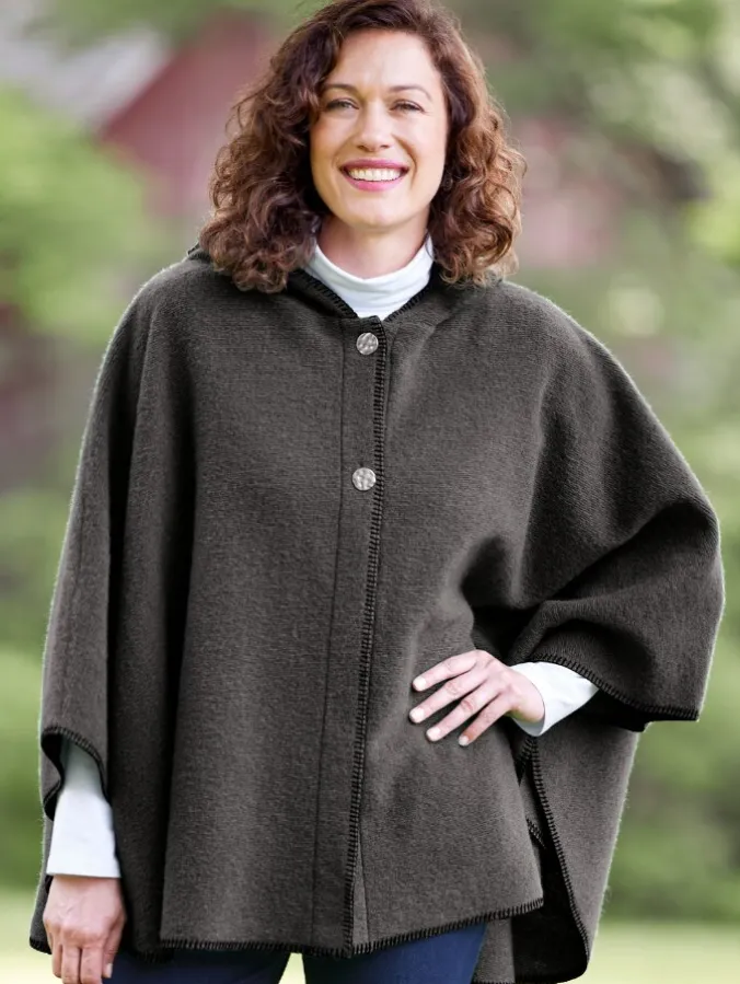 Women's Berber Fleece Wool-Blend Hooded Cape