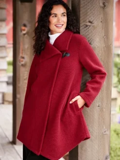 Women's Berber Fleece Wool-Blend Hooded Coat