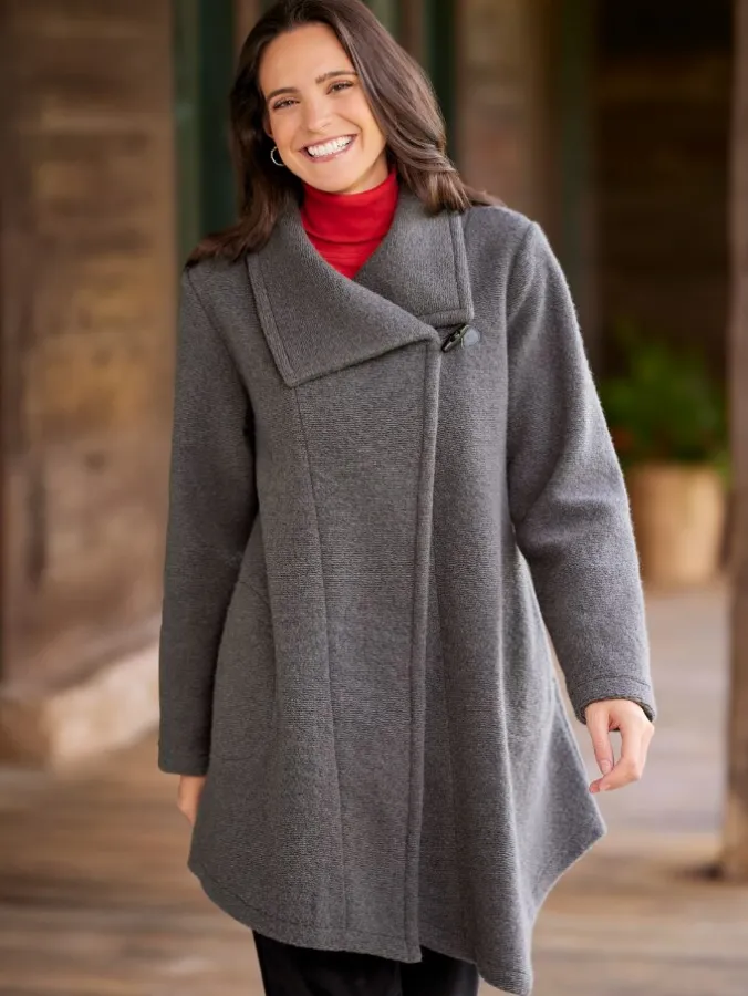 Women's Berber Fleece Wool-Blend Hooded Coat