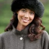 Women's Black Faux Fur Trimmed Fleece Hat