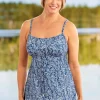 Women's Block Print Empire Swim Dress