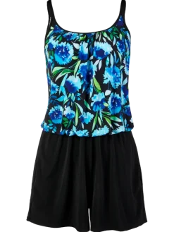Women's Blue Isle Swim Romper Bathing Suit