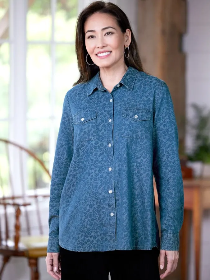 Women's Botanical Beauty Printed Chambray Shirt