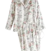 Women's Brushed-Back-Satin Rose Pajama Set
