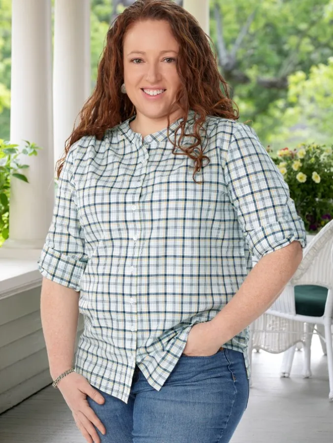 Women's Brushed Cotton Plaid Top