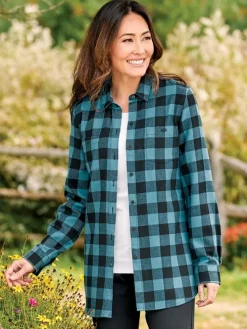 Women's Buffalo Check Flannel Boyfriend Shirt