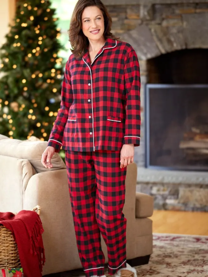Women's Buffalo Plaid Cotton Flannel Pajama Set