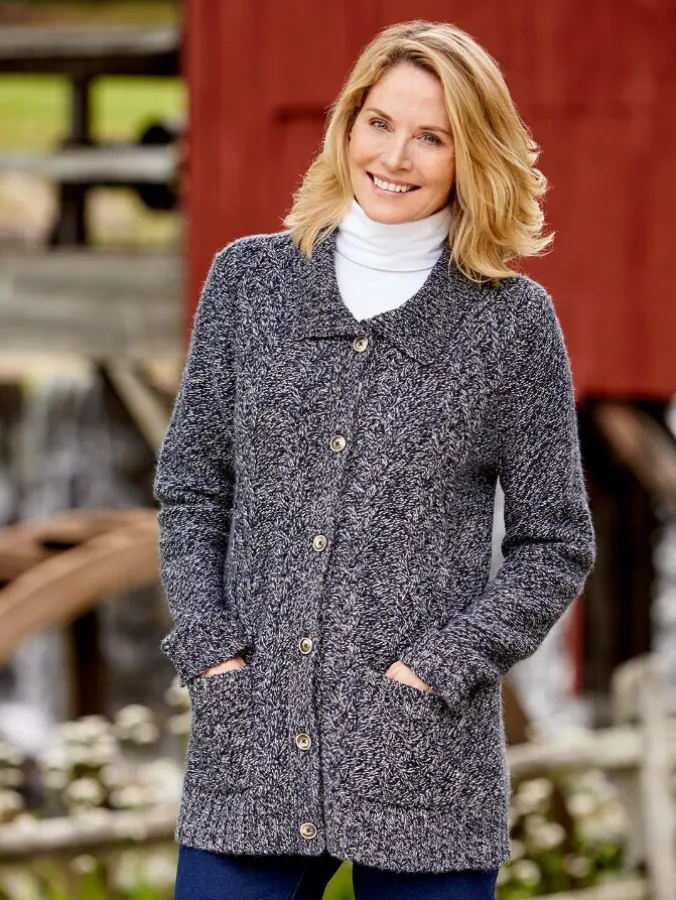Women's Cable-Knit Ragg Cardigan