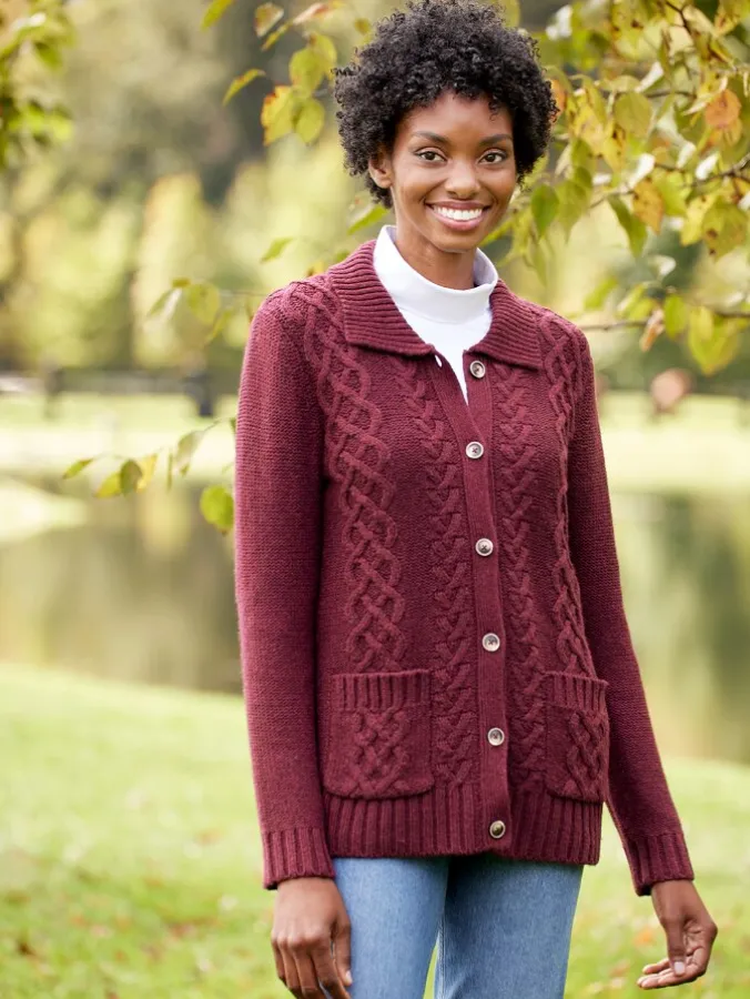 Women's Cable-Knit Ragg Cardigan