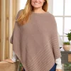 Women's Cable Knit Ribbed Poncho