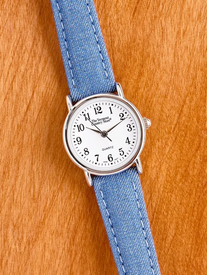 Women's Classic Watch With Denim Band