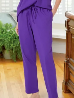Women's Comfort Knit Solid Color Cotton Pajama Pants