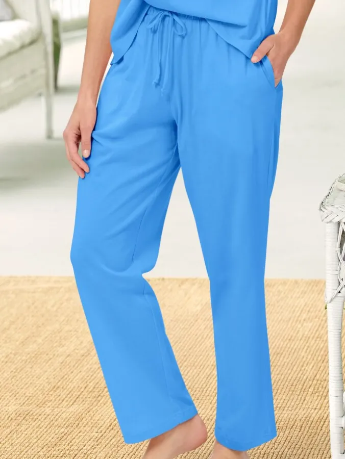 Women's Comfort Knit Solid Color Cotton Pajama Pants