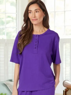 Women's Comfort Knit Solid Color Cotton Sleep Tee