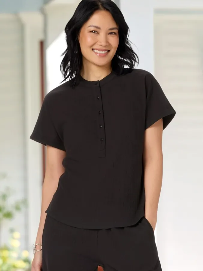 Women's Cotton Gauze Short-Sleeve Top