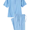Women's Cotton Knit Short-Sleeve Henley Pajamas