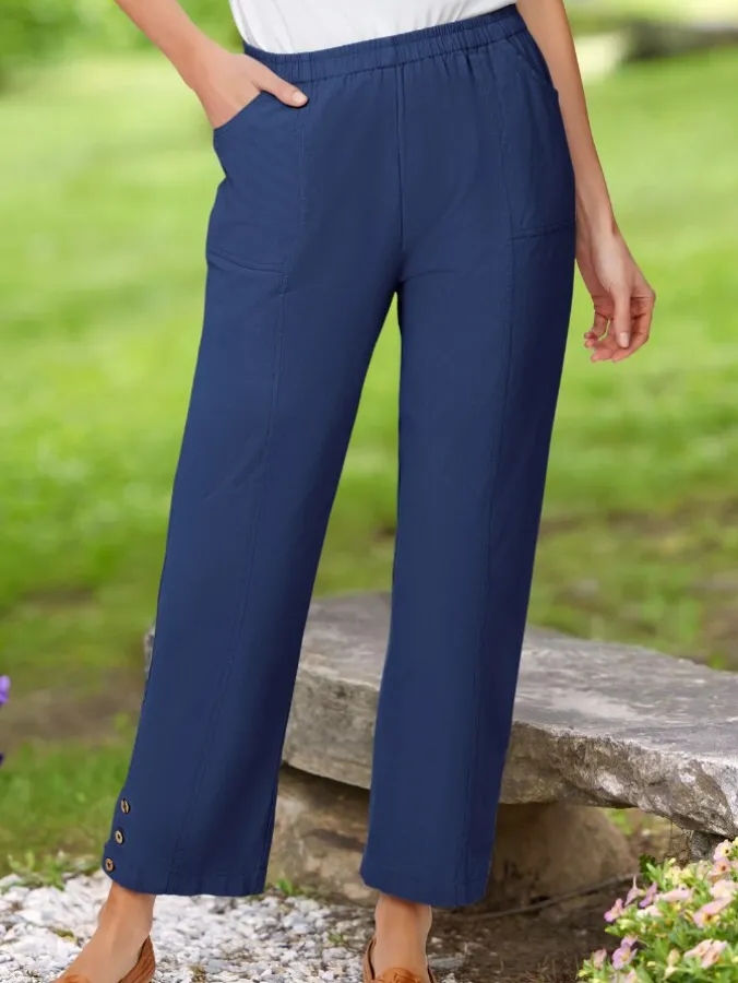 Women's Crinkle Cotton Ankle Pants