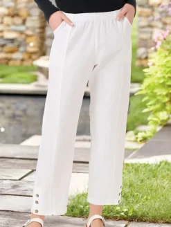Women's Crinkle Cotton Ankle Pants