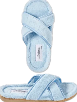 Women's Cross-Strap Terry Slide Slippers