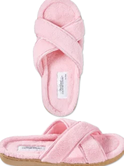Women's Cross-Strap Terry Slide Slippers