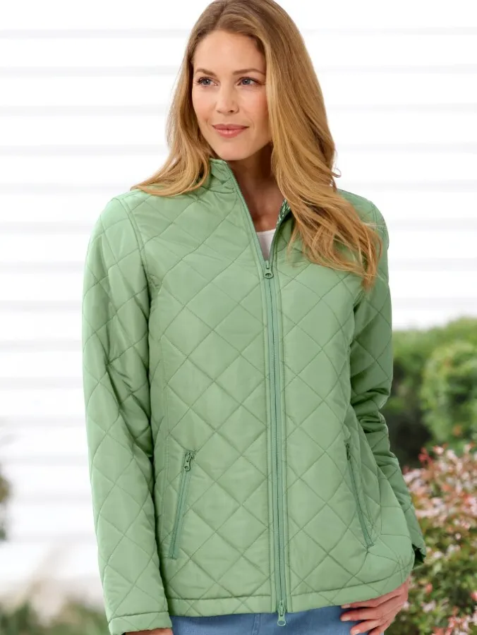 Women's Diamond Quilted Jacket in Cream or Olive