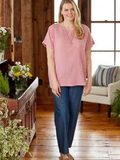 Women's Double-Gauze Popover Top